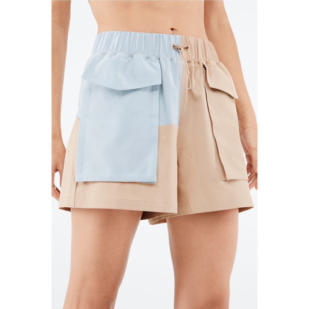 FABLETICS Anastasia Cargo Short in Light Brown and Light Blue Women's 2X